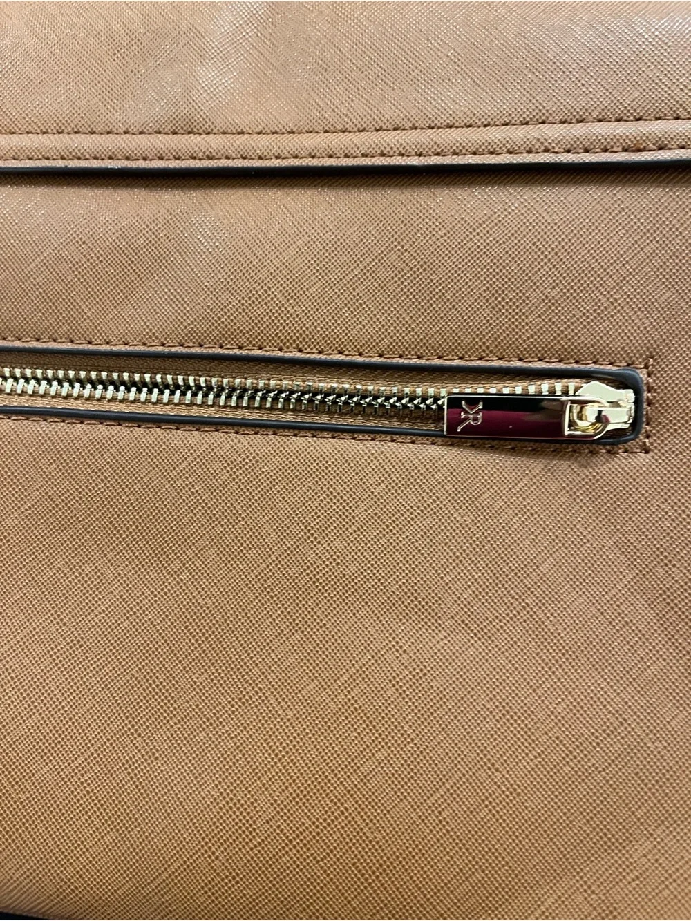 Tan Crossbody Bag with Gold Accent